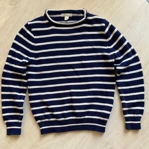 EUC CREWCUTS boys SZ 6-7 roll neck navy & white stripe Sweater